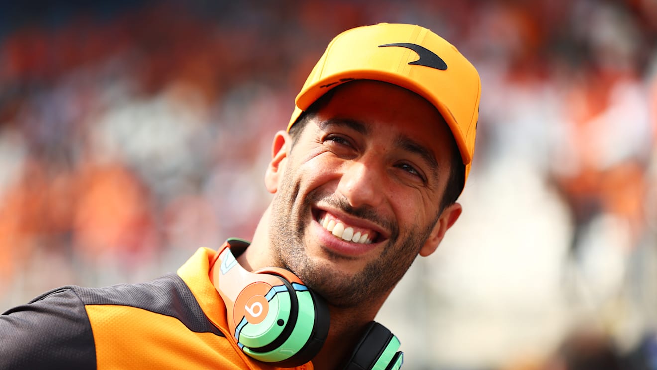 ZANDVOORT, NETHERLANDS - SEPTEMBER 04: Daniel Ricciardo of Australia and McLaren looks on from the drivers parade prior to the F1 Grand Prix of The Netherlands at Circuit Zandvoort on September 04, 2022 in Zandvoort, Netherlands. (Photo by Alex Pantling - Formula 1/Formula 1 via Getty Images)
