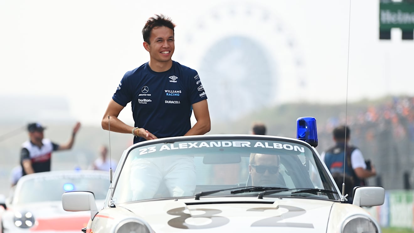 ZANDVOORT, NETHERLANDS - SEPTEMBER 04: Alexander Albon of Thailand and Williams looks on from the drivers parade prior to the F1 Grand Prix of The Netherlands at Circuit Zandvoort on September 04, 2022 in Zandvoort, Netherlands. (Photo by Dan Mullan/Getty Images)