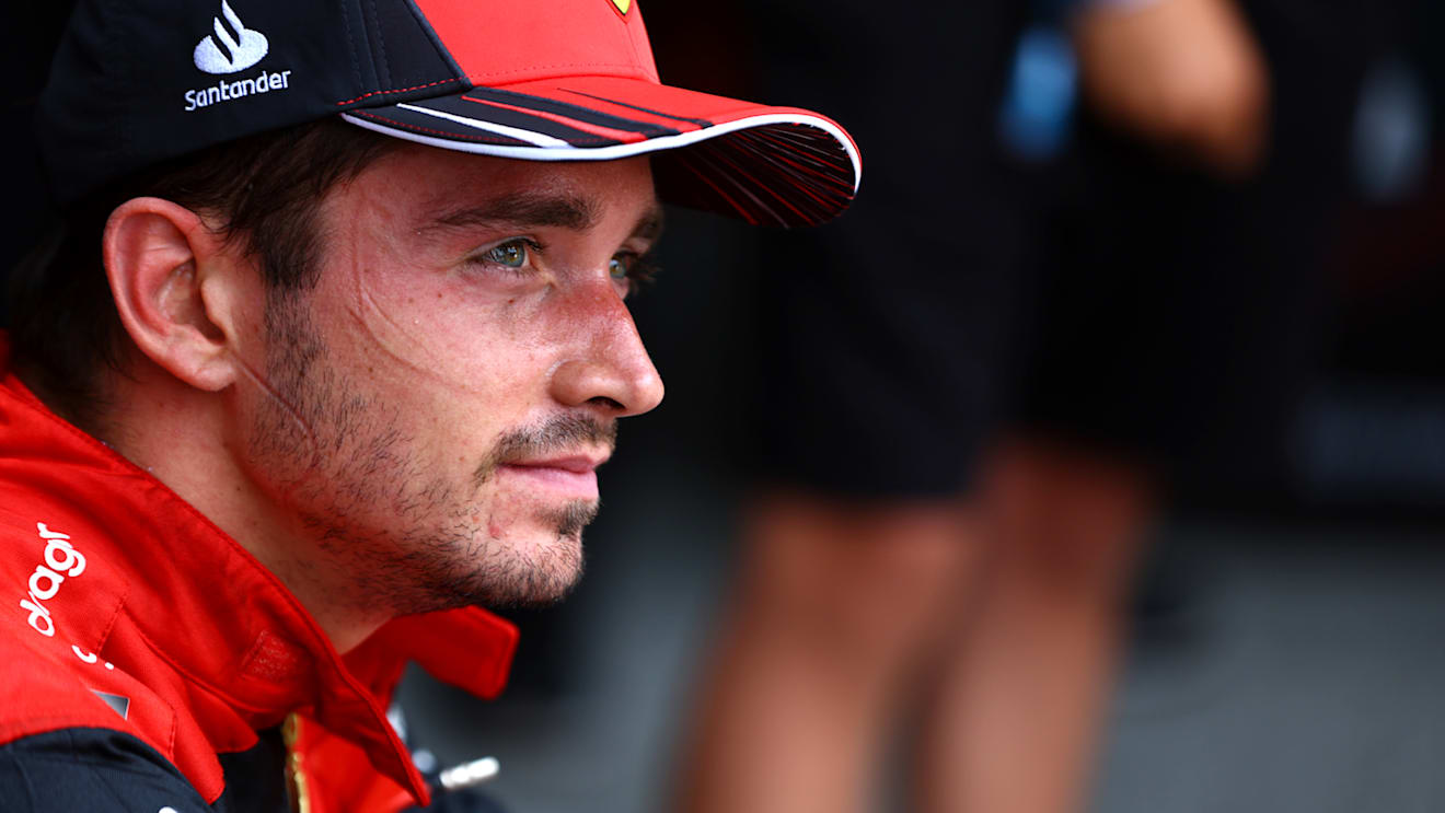 ZANDVOORT, NETHERLANDS - SEPTEMBER 04: Third placed Charles Leclerc of Monaco and Ferrari reacts in parc ferme during the F1 Grand Prix of The Netherlands at Circuit Zandvoort on September 04, 2022 in Zandvoort, Netherlands. (Photo by Mark Thompson/Getty Images)