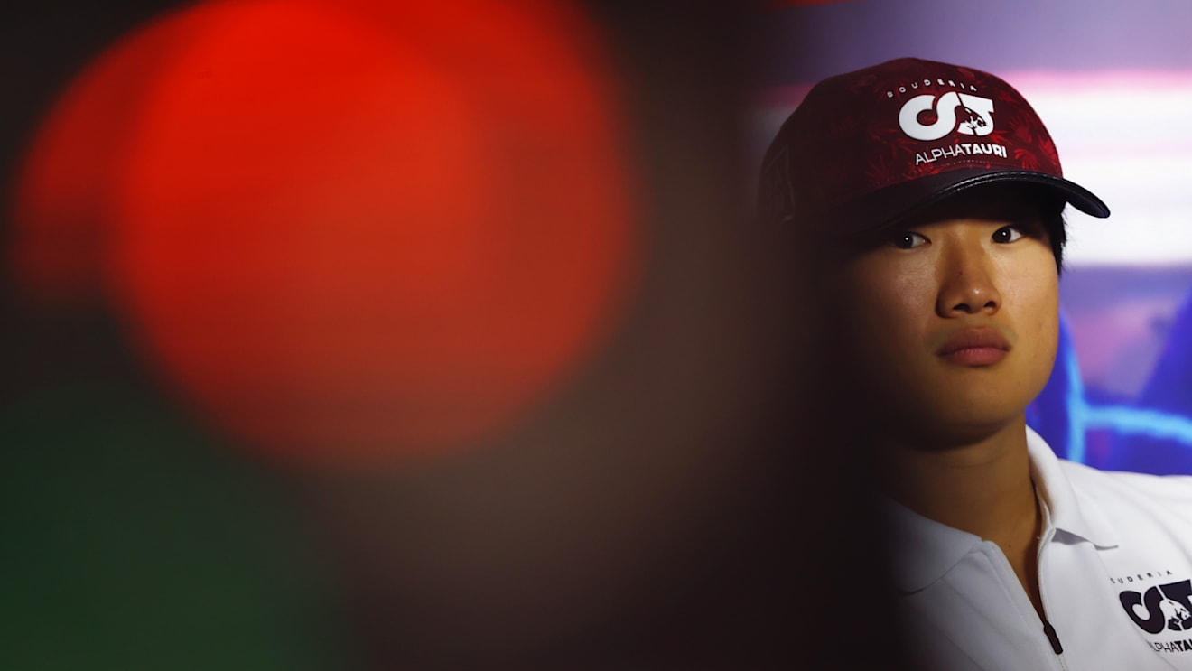 ZANDVOORT, NETHERLANDS - SEPTEMBER 01: Yuki Tsunoda of Japan and Scuderia AlphaTauri looks on in the Drivers Press Conference during previews ahead of the F1 Grand Prix of The Netherlands at Circuit Zandvoort on September 01, 2022 in Zandvoort, Netherlands. (Photo by Lars Baron/Getty Images)