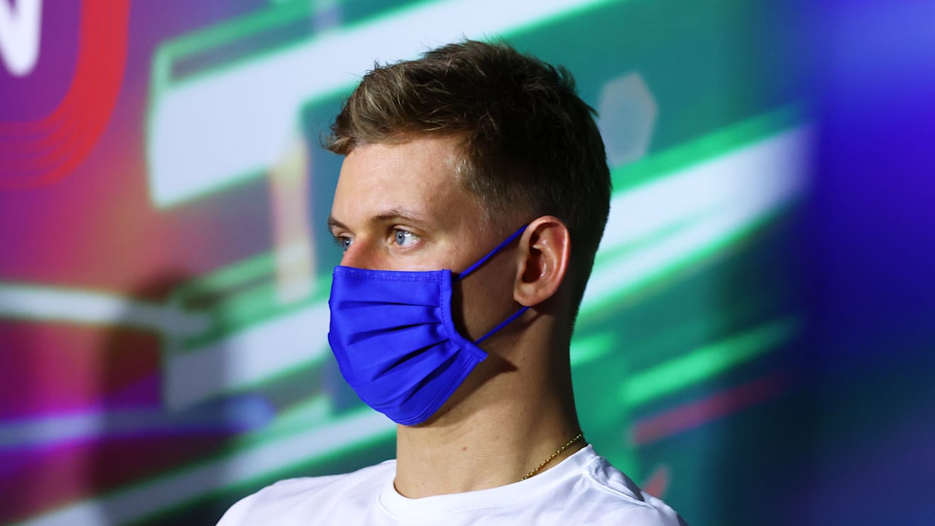 JEDDAH, SAUDI ARABIA - MARCH 25: Mick Schumacher of Germany and Haas F1 looks on in the Drivers Press Conference before practice ahead of the F1 Grand Prix of Saudi Arabia at the Jeddah Corniche Circuit on March 25, 2022 in Jeddah, Saudi Arabia. (Photo by Dan Istitene - Formula 1/Formula 1 via Getty Images)