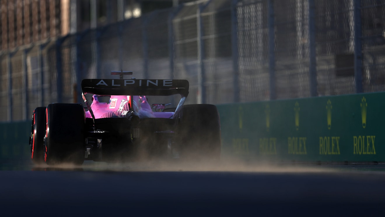JEDDAH, SAUDI ARABIA - MARCH 25: Fernando Alonso of Spain driving the (14) Alpine F1 A522 Renault kicks up dust during practice ahead of the F1 Grand Prix of Saudi Arabia at the Jeddah Corniche Circuit on March 25, 2022 in Jeddah, Saudi Arabia. (Photo by Lars Baron/Getty Images)