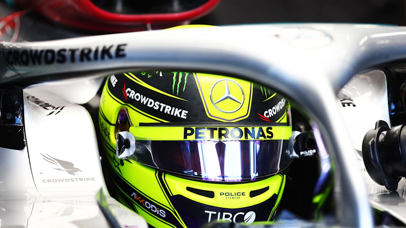 JEDDAH, SAUDI ARABIA - MARCH 25: Lewis Hamilton of Great Britain and Mercedes prepares to drive in the garage during practice ahead of the F1 Grand Prix of Saudi Arabia at the Jeddah Corniche Circuit on March 25, 2022 in Jeddah, Saudi Arabia. (Photo by Lars Baron/Getty Images)