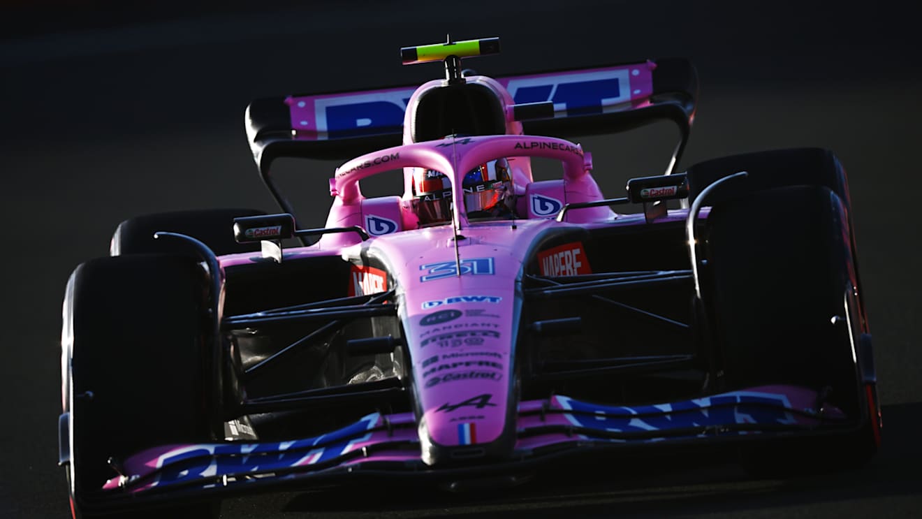 JEDDAH, SAUDI ARABIA - MARCH 25: Esteban Ocon of France driving the (31) Alpine F1 A522 Renault on track during practice ahead of the F1 Grand Prix of Saudi Arabia at the Jeddah Corniche Circuit on March 25, 2022 in Jeddah, Saudi Arabia. (Photo by Clive Mason/Getty Images)
