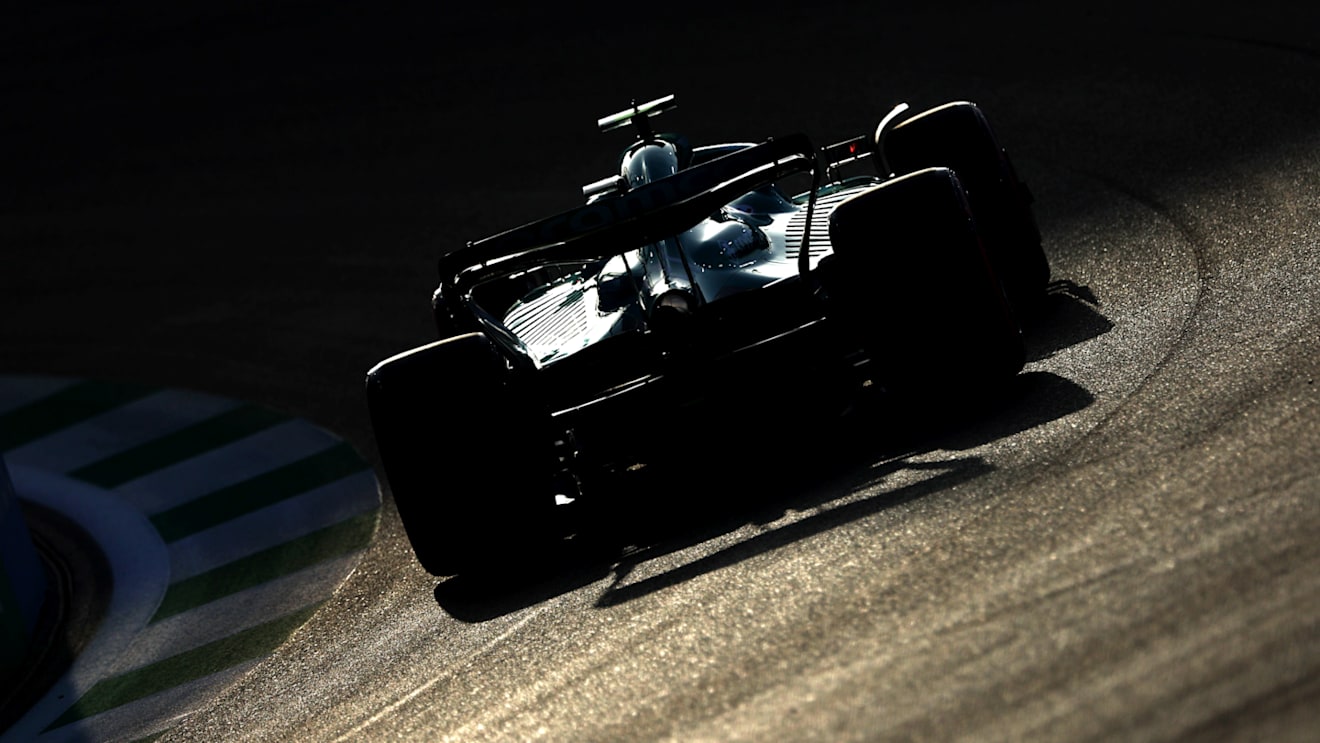 JEDDAH, SAUDI ARABIA - MARCH 26: Nico Hulkenberg of Germany driving the (27) Aston Martin AMR22 Mercedes on track during final practice ahead of the F1 Grand Prix of Saudi Arabia at the Jeddah Corniche Circuit on March 26, 2022 in Jeddah, Saudi Arabia. (Photo by Clive Rose - Formula 1/Formula 1 via Getty Images)