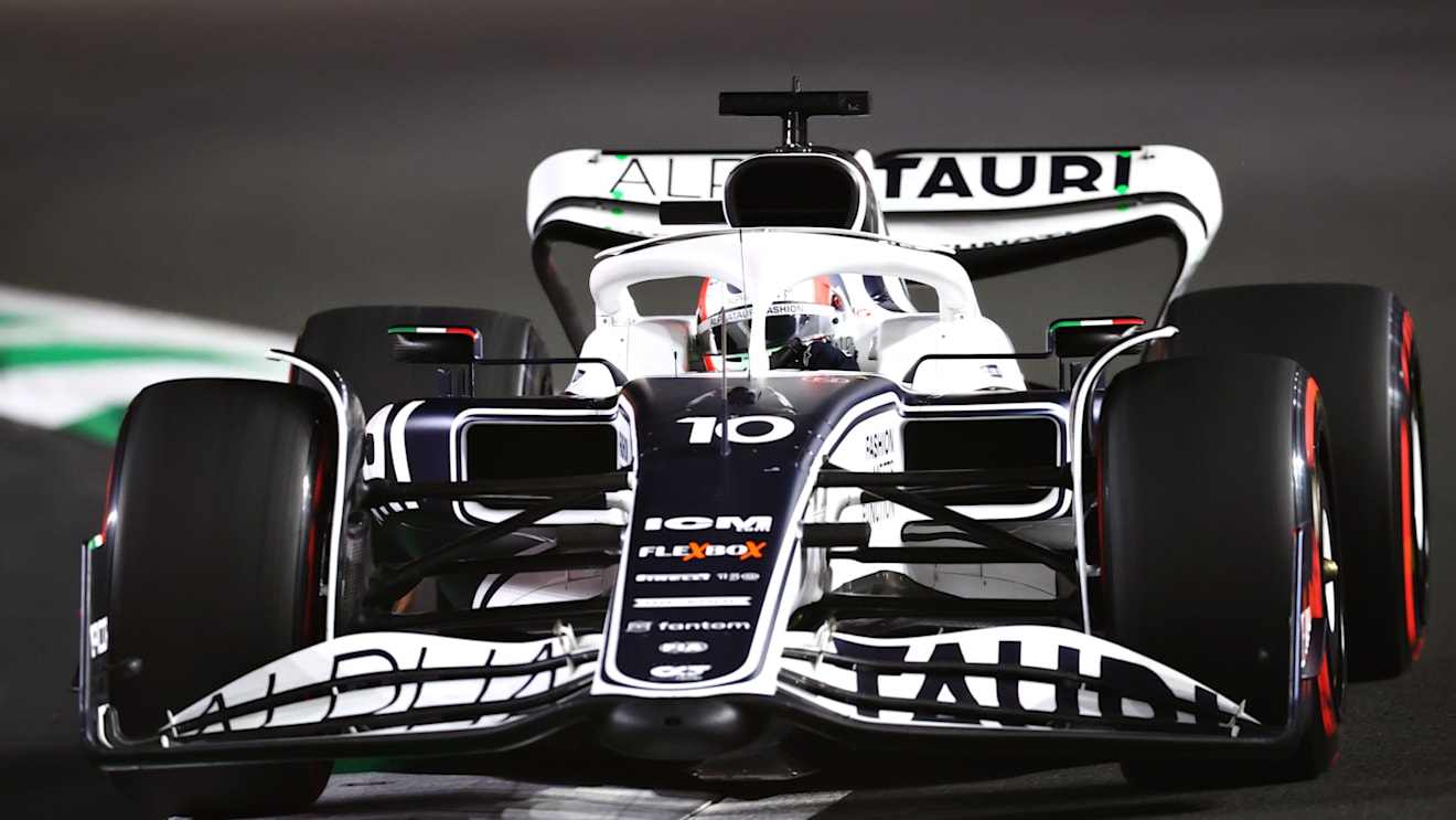 JEDDAH, SAUDI ARABIA - MARCH 26: Pierre Gasly of France driving the (10) Scuderia AlphaTauri AT03 on track during qualifying ahead of the F1 Grand Prix of Saudi Arabia at the Jeddah Corniche Circuit on March 26, 2022 in Jeddah, Saudi Arabia. (Photo by Dan Istitene - Formula 1/Formula 1 via Getty Images)