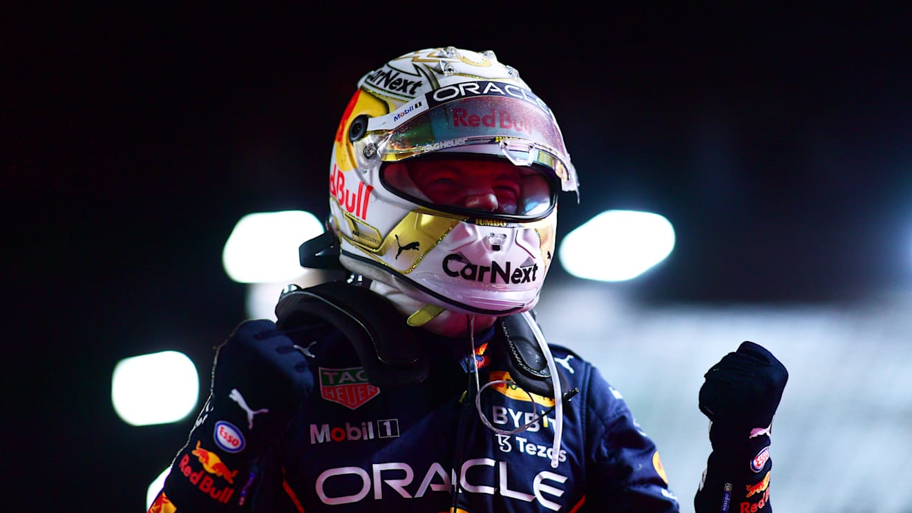 JEDDAH, SAUDI ARABIA - MARCH 27: Race winner Max Verstappen of the Netherlands and Oracle Red Bull Racing celebrates in parc ferme during the F1 Grand Prix of Saudi Arabia at the Jeddah Corniche Circuit on March 27, 2022 in Jeddah, Saudi Arabia. (Photo by Mario Renzi - Formula 1/Formula 1 via Getty Images)