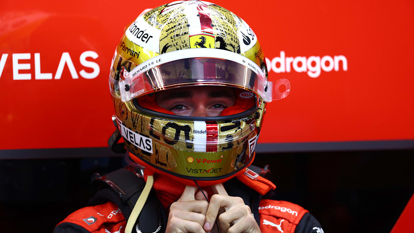 SINGAPORE, SINGAPORE - SEPTEMBER 30: Charles Leclerc of Monaco and Ferrari prepares to drive in the garage during practice ahead of the F1 Grand Prix of Singapore at Marina Bay Street Circuit on September 30, 2022 in Singapore, Singapore. (Photo by Clive Rose/Getty Images,)