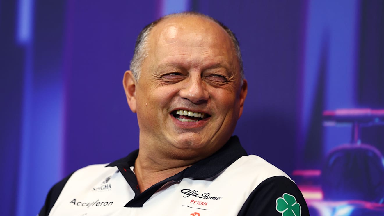 SINGAPORE, SINGAPORE - OCTOBER 01: Alfa Romeo Racing Team Principal Frederic Vasseur talks in the team principal's press conference before final practice ahead of the F1 Grand Prix of Singapore at Marina Bay Street Circuit on October 01, 2022 in Singapore, Singapore. (Photo by Clive Rose/Getty Images,)