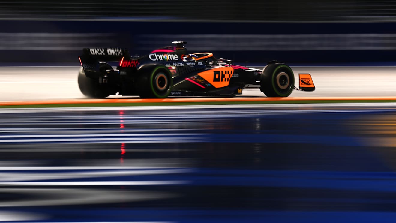 SINGAPORE, SINGAPORE - OCTOBER 01: Daniel Ricciardo of Australia driving the (3) McLaren MCL36 Mercedes on track during final practice ahead of the F1 Grand Prix of Singapore at Marina Bay Street Circuit on October 01, 2022 in Singapore, Singapore. (Photo by Clive Mason/Getty Images)