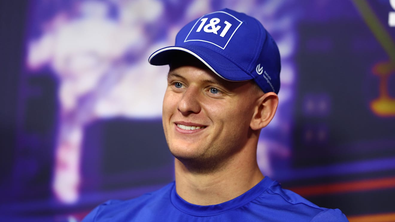 SINGAPORE, SINGAPORE - SEPTEMBER 29: Mick Schumacher of Germany and Haas F1 attends the Drivers Press Conference during previews ahead of the F1 Grand Prix of Singapore at Marina Bay Street Circuit on September 29, 2022 in Singapore, Singapore. (Photo by Clive Rose/Getty Images,)