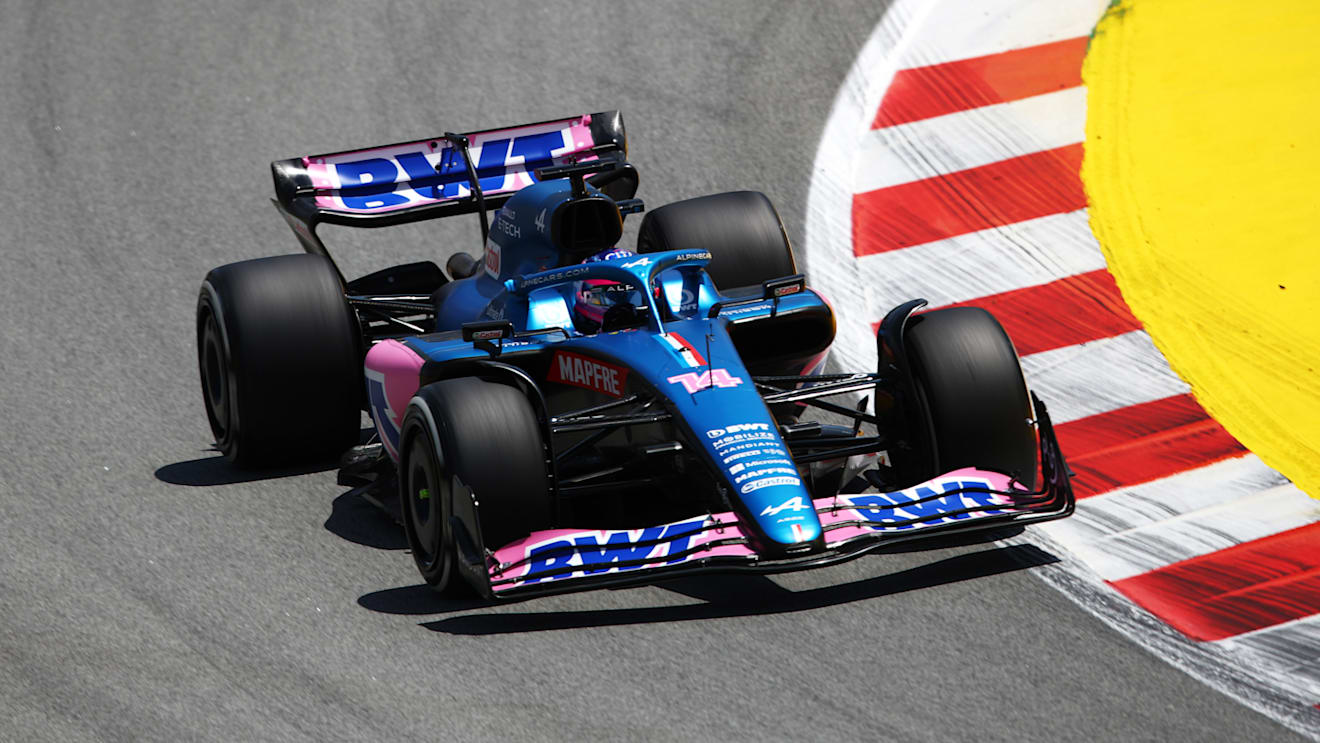 BARCELONA, SPAIN - MAY 20: Fernando Alonso of Spain driving the (14) Alpine F1 A522 Renault on track during practice ahead of the F1 Grand Prix of Spain at Circuit de Barcelona-Catalunya on May 20, 2022 in Barcelona, Spain. (Photo by Joe Portlock - Formula 1/Formula 1 via Getty Images)