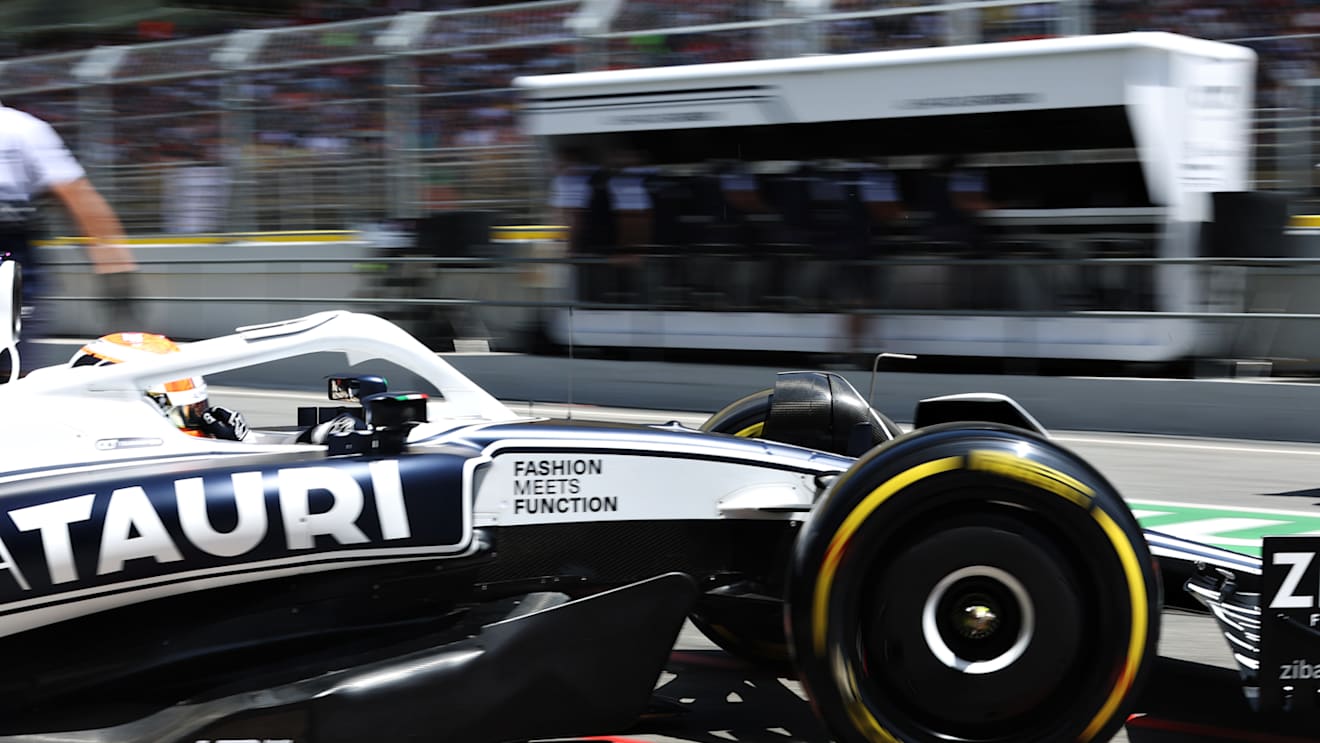BARCELONA, SPAIN - MAY 20: Yuki Tsunoda of Japan driving the (22) Scuderia AlphaTauri AT03 leaves the garage during practice ahead of the F1 Grand Prix of Spain at Circuit de Barcelona-Catalunya on May 20, 2022 in Barcelona, Spain. (Photo by Peter Fox/Getty Images)