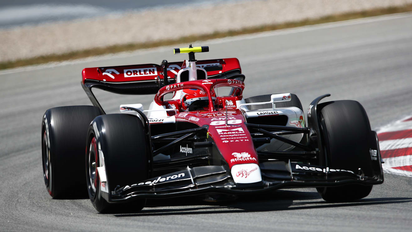 BARCELONA, SPAIN - MAY 20: Robert Kubica of Poland driving the (88) Alfa Romeo F1 C42 Ferrari on track during practice ahead of the F1 Grand Prix of Spain at Circuit de Barcelona-Catalunya on May 20, 2022 in Barcelona, Spain. (Photo by Joe Portlock - Formula 1/Formula 1 via Getty Images)