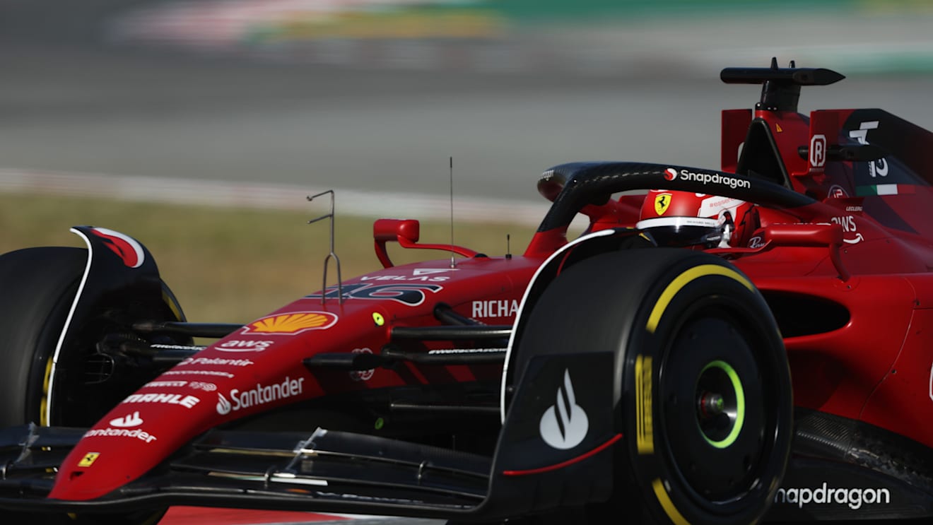 BARCELONA, SPAIN - MAY 20: Charles Leclerc of Monaco driving the (16) Ferrari F1-75 on track during practice ahead of the F1 Grand Prix of Spain at Circuit de Barcelona-Catalunya on May 20, 2022 in Barcelona, Spain. (Photo by Bryn Lennon - Formula 1/Formula 1 via Getty Images)