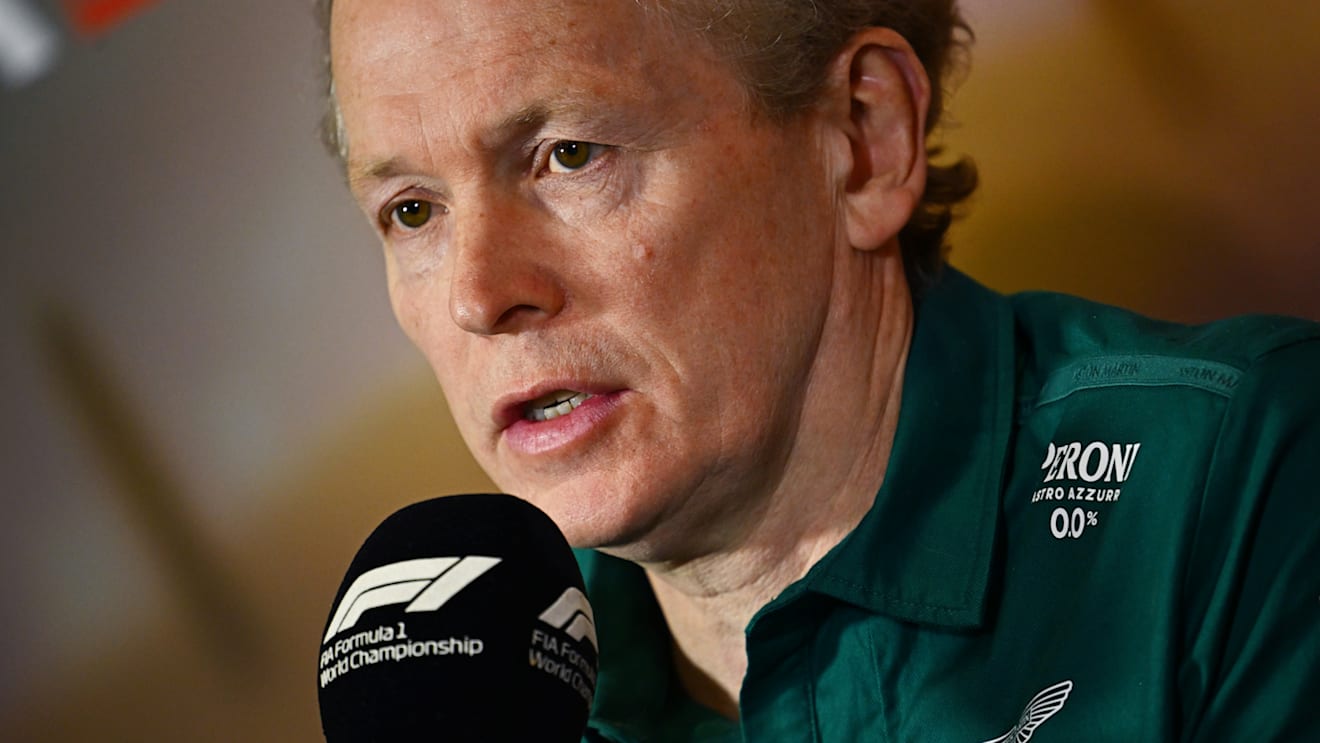 BARCELONA, SPAIN - MAY 21: Andrew Green, Chief Technical Officer of Aston Martin F1 Team talks in the Team Principals Press Conference prior to practice ahead of the F1 Grand Prix of Spain at Circuit de Barcelona-Catalunya on May 21, 2022 in Barcelona, Spain. (Photo by Clive Mason/Getty Images)