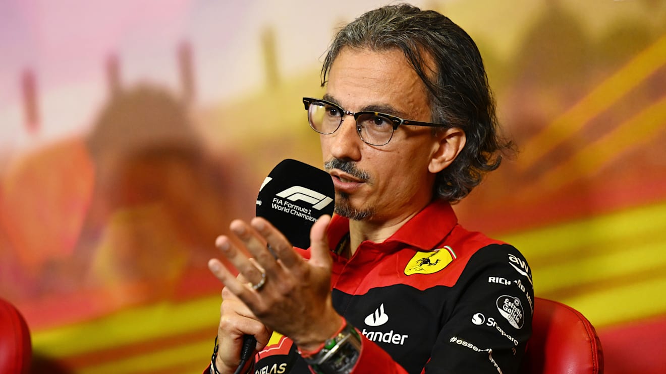 BARCELONA, SPAIN - MAY 21: Laurent Mekies, Scuderia Ferrari Sporting Director talks in the Team Principals Press Conference prior to practice ahead of the F1 Grand Prix of Spain at Circuit de Barcelona-Catalunya on May 21, 2022 in Barcelona, Spain. (Photo by Clive Mason/Getty Images)