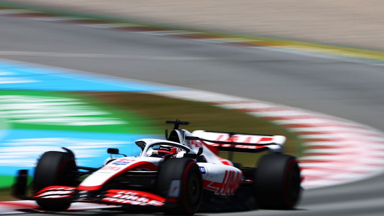 BARCELONA, SPAIN - MAY 21: Kevin Magnussen of Denmark driving the (20) Haas F1 VF-22 Ferrari on track during practice ahead of the F1 Grand Prix of Spain at Circuit de Barcelona-Catalunya on May 21, 2022 in Barcelona, Spain. (Photo by Mark Thompson/Getty Images)