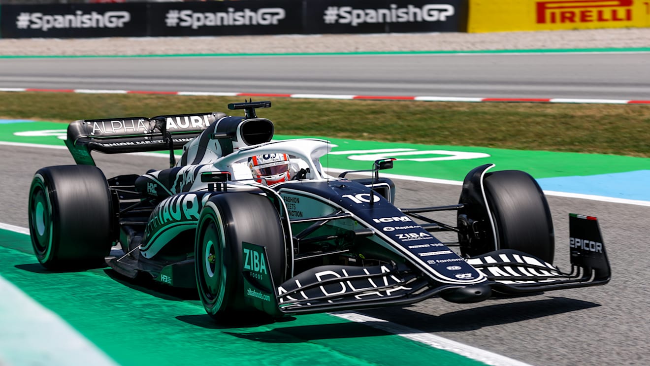 BARCELONA, SPAIN - MAY 21: Pierre Gasly of Scuderia AlphaTauri and France  during practice/qualifying ahead of the F1 Grand Prix of Spain at Circuit de Barcelona-Catalunya on May 21, 2022 in Barcelona, Spain. (Photo by Peter Fox/Getty Images)