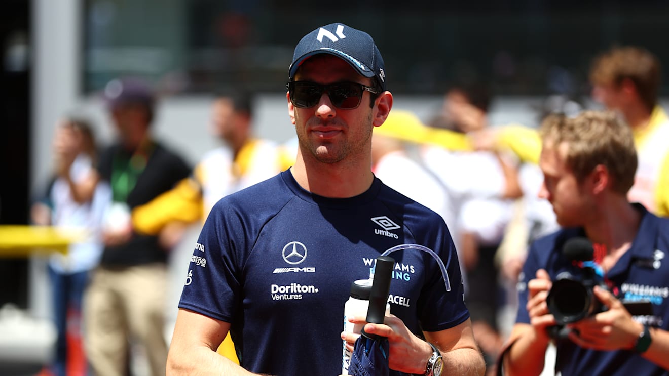 BARCELONA, SPAIN - MAY 22: Nicholas Latifi of Canada and Williams looks on from the drivers parade prior to the F1 Grand Prix of Spain at Circuit de Barcelona-Catalunya on May 22, 2022 in Barcelona, Spain. (Photo by Lars Baron/Getty Images)