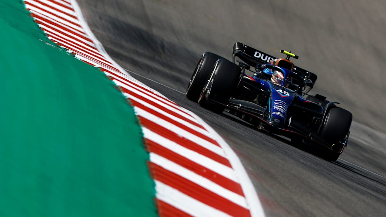 AUSTIN, TEXAS - OCTOBER 21: Logan Sargeant of United States driving the (45) Williams FW44 Mercedes on track during practice ahead of the F1 Grand Prix of USA at Circuit of The Americas on October 21, 2022 in Austin, Texas. (Photo by Chris Graythen/Getty Images)