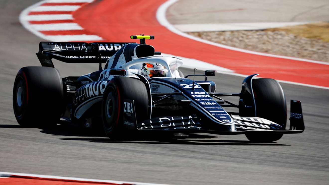 AUSTIN, TEXAS - OCTOBER 22: Yuki Tsunoda of Japan driving the (22) Scuderia AlphaTauri AT03 on track during final practice ahead of the F1 Grand Prix of USA at Circuit of The Americas on October 22, 2022 in Austin, Texas. (Photo by Chris Graythen/Getty Images)