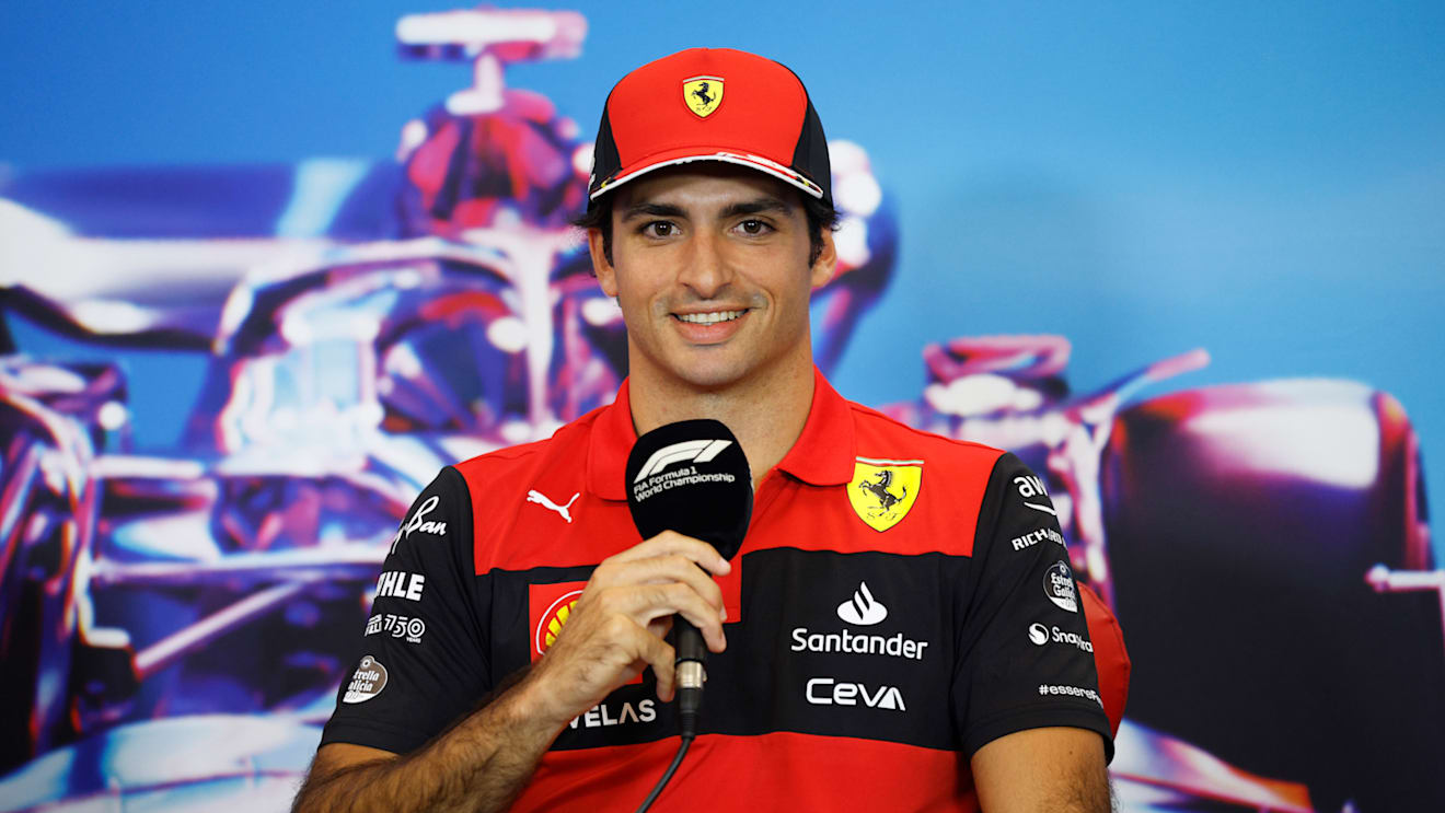 AUSTIN, TEXAS - OCTOBER 20: Carlos Sainz of Spain and Ferrari talks in the Drivers Press Conference during previews ahead of the F1 Grand Prix of USA at Circuit of The Americas on October 20, 2022 in Austin, Texas. (Photo by Jared C. Tilton/Getty Images)