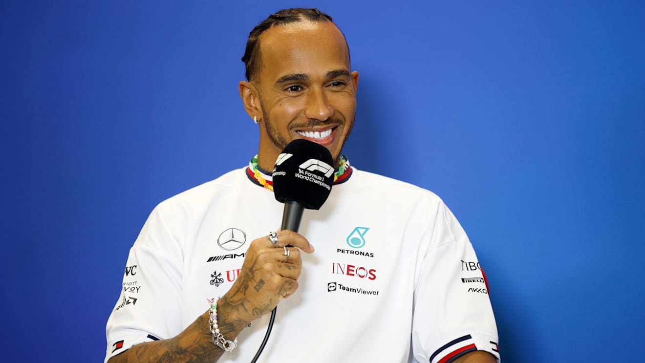 AUSTIN, TEXAS - OCTOBER 20: Lewis Hamilton of Great Britain and Mercedes attends the Drivers Press Conference during previews ahead of the F1 Grand Prix of USA at Circuit of The Americas on October 20, 2022 in Austin, Texas. (Photo by Jared C. Tilton/Getty Images)