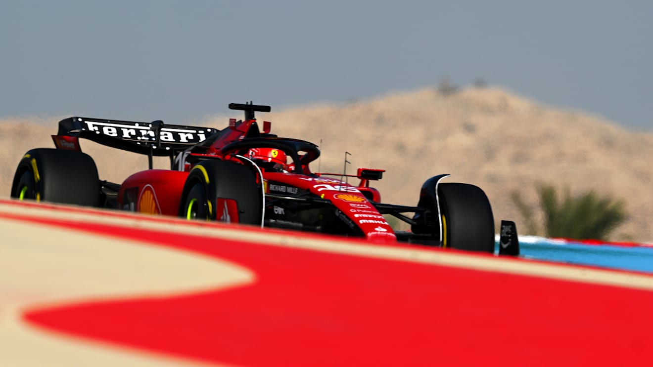 BAHRAIN, BAHRAIN - MARCH 03: Charles Leclerc of Monaco driving the (16) Ferrari SF-23 on track during practice ahead of the F1 Grand Prix of Bahrain at Bahrain International Circuit on March 03, 2023 in Bahrain, Bahrain. (Photo by Clive Mason/Getty Images)