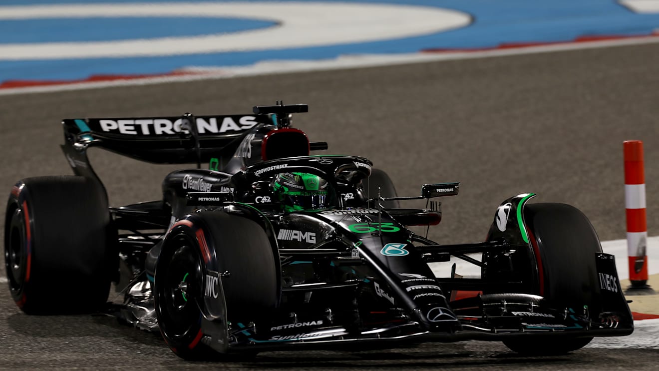 BAHRAIN, BAHRAIN - MARCH 03: George Russell of Great Britain driving the (63) Mercedes AMG Petronas F1 Team W14 on track during practice ahead of the F1 Grand Prix of Bahrain at Bahrain International Circuit on March 03, 2023 in Bahrain, Bahrain. (Photo by Peter Fox/Getty Images)