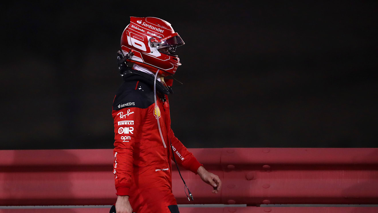 BAHRAIN, BAHRAIN - MARCH 05: Charles Leclerc of Monaco and Ferrari looks on after retiring from the race during the F1 Grand Prix of Bahrain at Bahrain International Circuit on March 05, 2023 in Bahrain, Bahrain. (Photo by Joe Portlock - Formula 1/Formula 1 via Getty Images)
