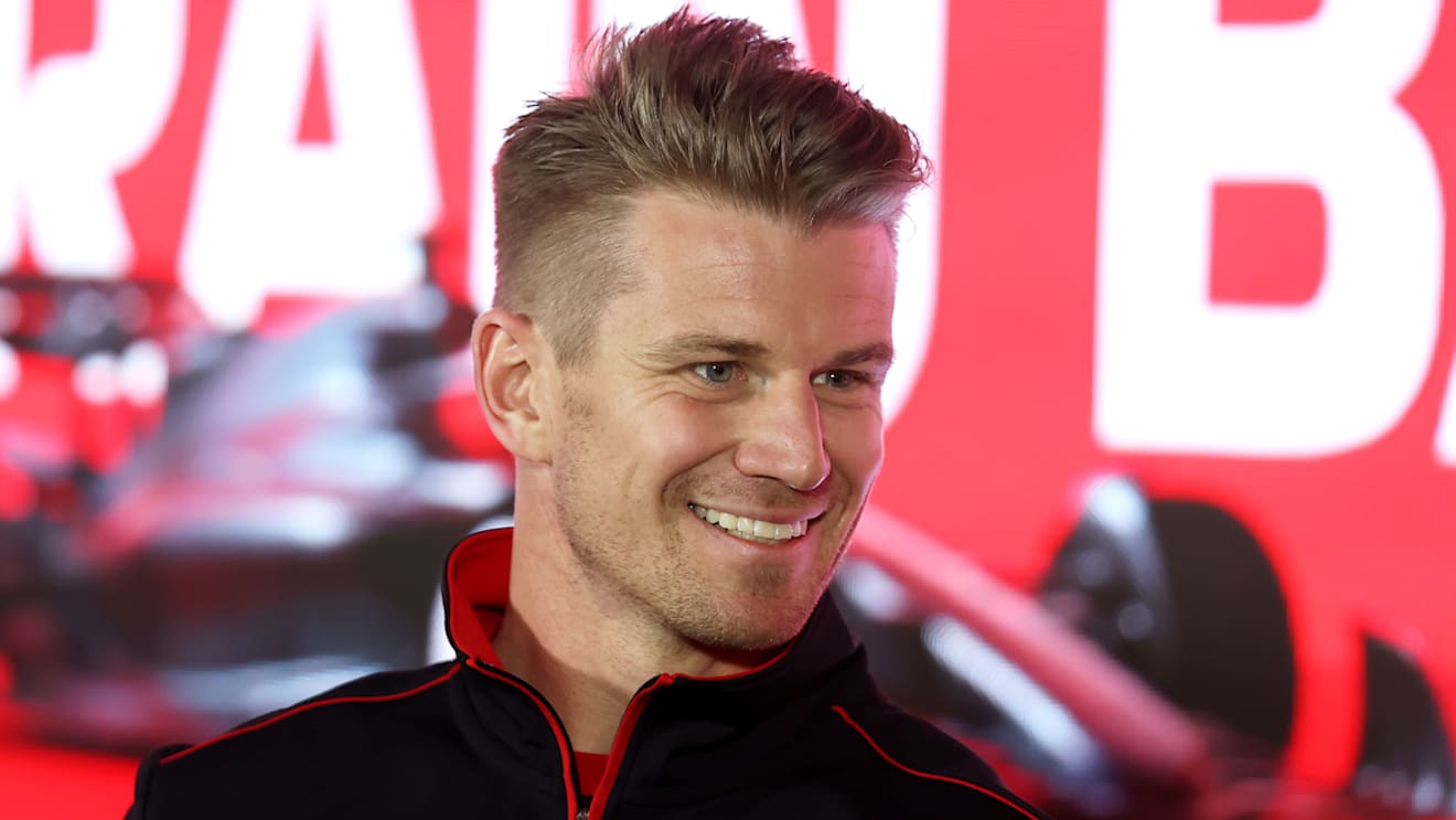BAHRAIN, BAHRAIN - MARCH 02: Nico Hulkenberg of Germany and Haas F1 attends the Drivers Press Conference during previews ahead of the F1 Grand Prix of Bahrain at Bahrain International Circuit on March 02, 2023 in Bahrain, Bahrain. (Photo by Lars Baron/Getty Images)