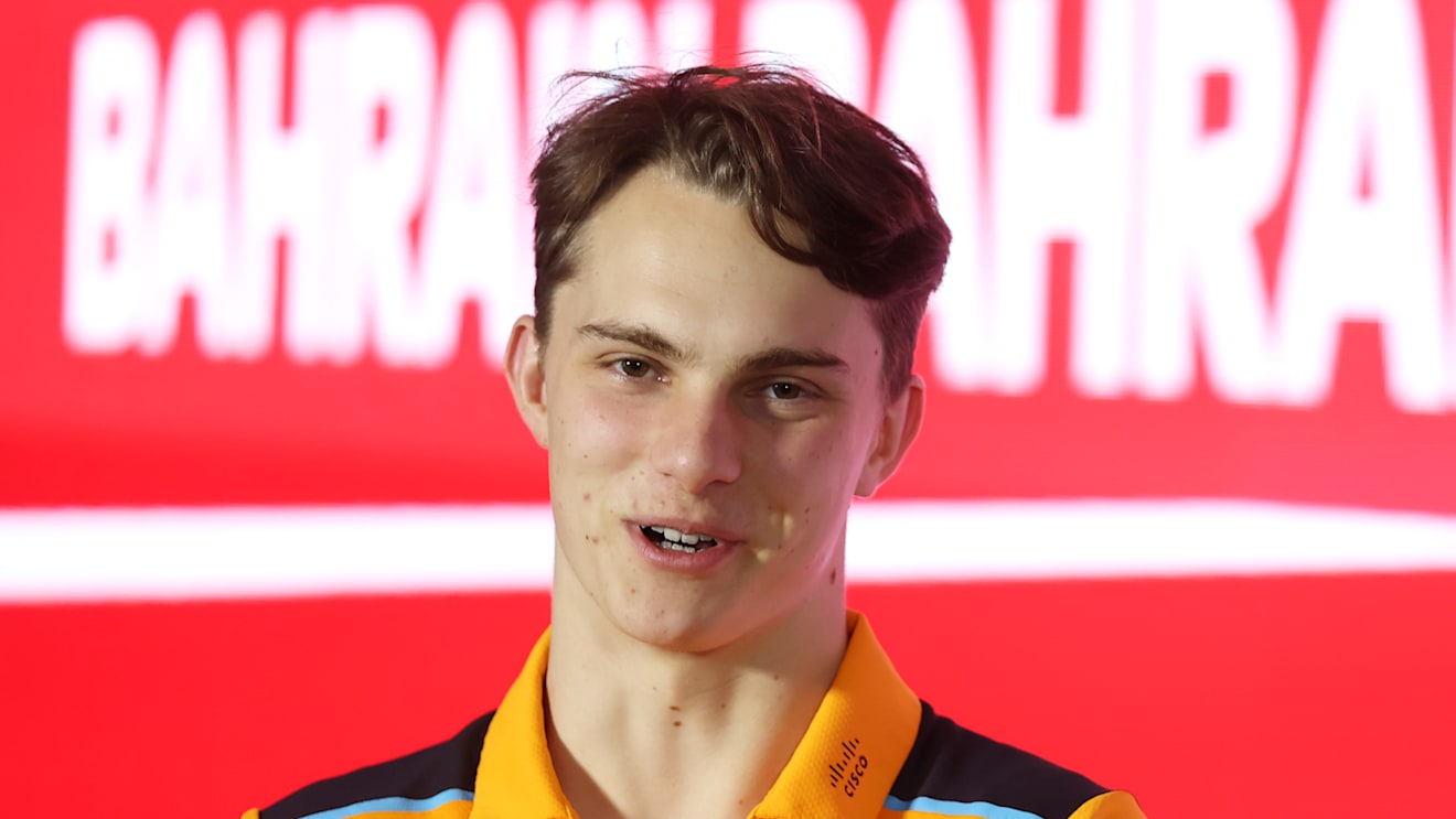 BAHRAIN, BAHRAIN - MARCH 02: Oscar Piastri of Australia and McLaren attends the Drivers Press Conference during previews ahead of the F1 Grand Prix of Bahrain at Bahrain International Circuit on March 02, 2023 in Bahrain, Bahrain. (Photo by Lars Baron/Getty Images)
