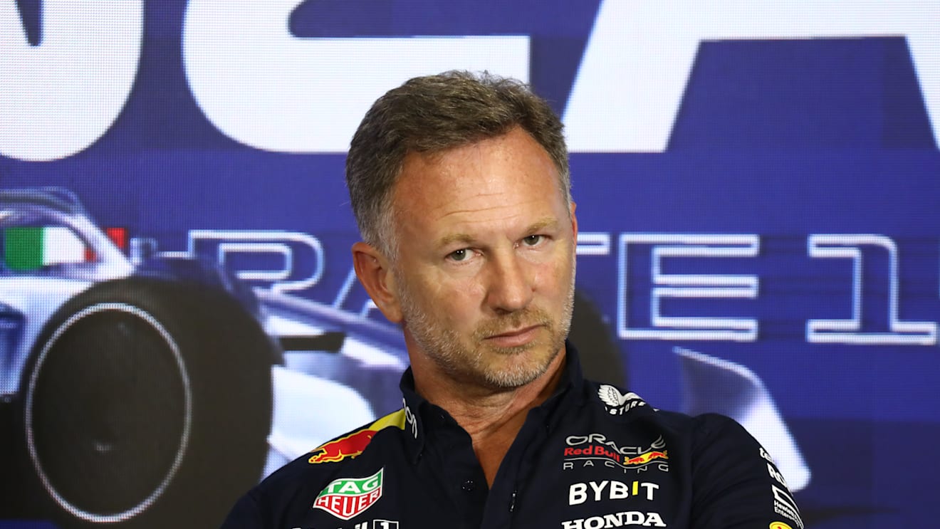 Christian Horner during press conference ahead of the Formula 1 Italian Grand Prix at Autodromo Nazionale di Monza in Monza, Italy on September 1, 2023. (Photo by Jakub Porzycki/NurPhoto via Getty Images)