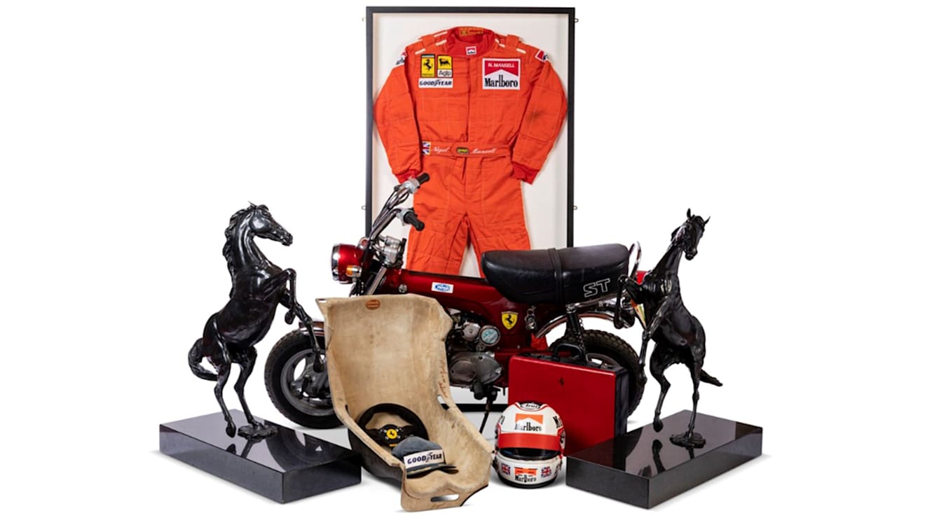 Just some of the items from Nigel Mansell’s collection that will be going up for auction