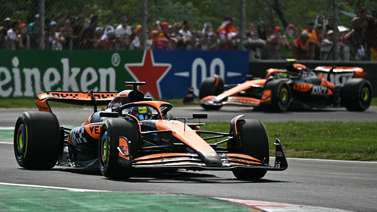 McLaren's Australian driver Oscar Piastri drives during the Italian Formula One Grand Prix race at Autodromo Nazionale Monza circuit, in Monza on September 1, 2024. (Photo by Gabriel BOUYS / AFP) (Photo by GABRIEL BOUYS/AFP via Getty Images)