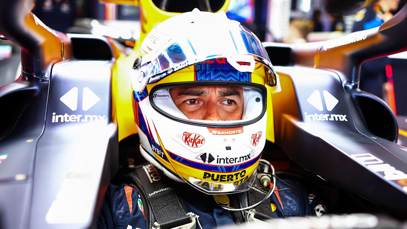 SUZUKA, JAPAN - APRIL 05: Sergio Perez of Mexico and Oracle Red Bull Racing prepares to drive in the garage during practice ahead of the F1 Grand Prix of Japan at Suzuka International Racing Course on April 05, 2024 in Suzuka, Japan. (Photo by Mark Thompson/Getty Images)