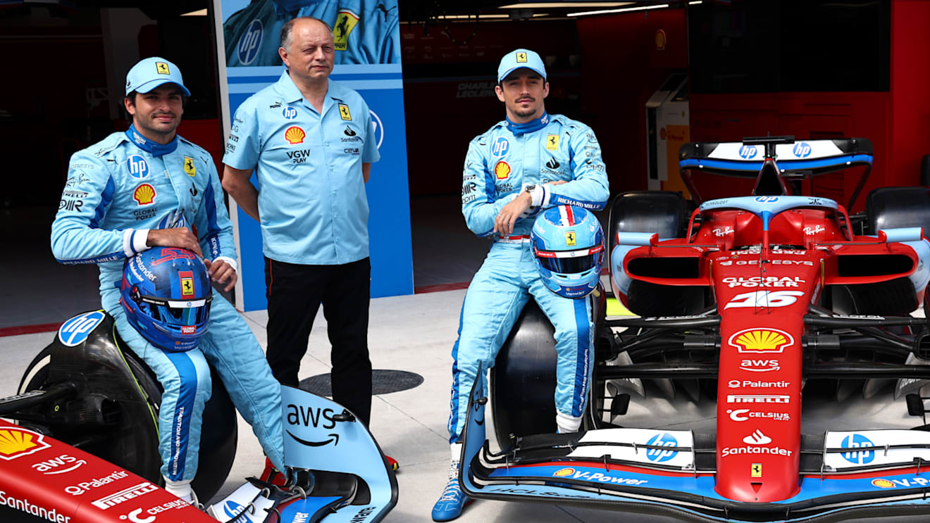 Ferrari had special blue race suits for the Miami Grand Prix weekend