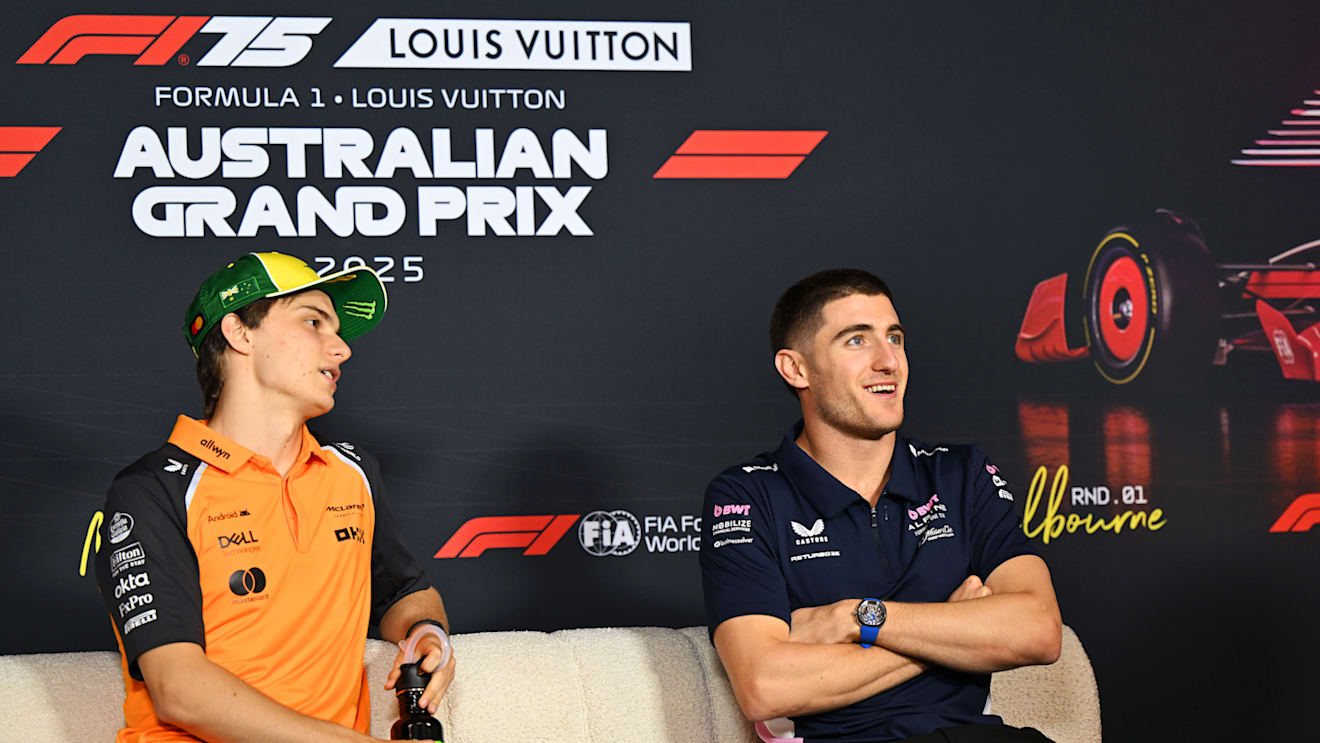 MELBOURNE, AUSTRALIA - MARCH 13: Oscar Piastri of Australia and McLaren and Jack Doohan of Australia and Alpine F1 in the Press Conference during previews ahead of the F1 Grand Prix of Australia at Albert Park Grand Prix Circuit on March 13, 2025 in Melbourne, Australia. (Photo by Sam Bagnall/Sutton Images)