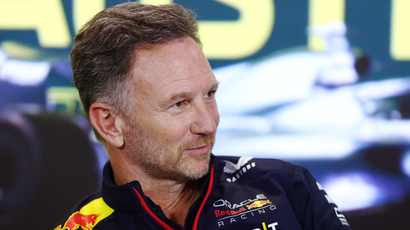 MELBOURNE, AUSTRALIA - MARCH 31: Red Bull Racing Team Principal Christian Horner looks on in the Team Principals Press Conference during practice ahead of the F1 Grand Prix of Australia at Albert Park Grand Prix Circuit on March 31, 2023 in Melbourne, Australia. (Photo by Dan Istitene/Getty Images)