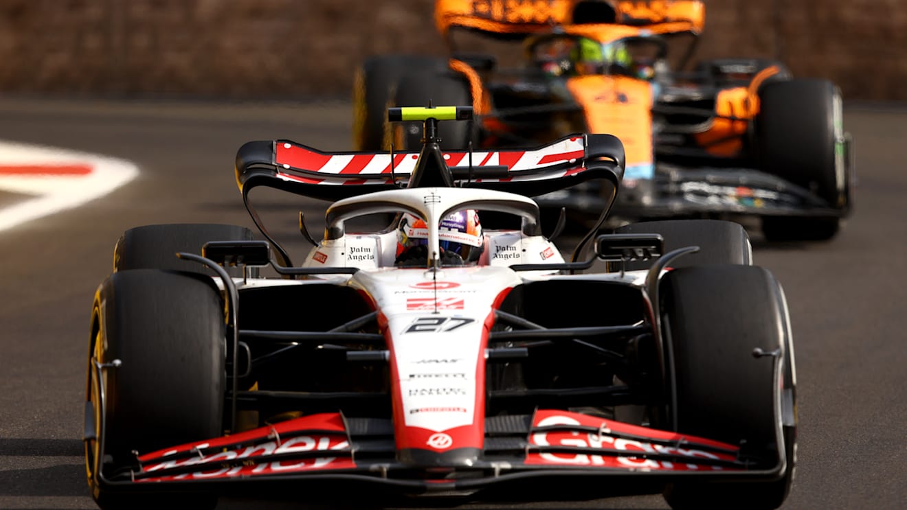 BAKU, AZERBAIJAN - APRIL 30: Nico Hulkenberg of Germany driving the (27) Haas F1 VF-23 Ferrari on track during the F1 Grand Prix of Azerbaijan at Baku City Circuit on April 30, 2023 in Baku, Azerbaijan. (Photo by Francois Nel/Getty Images)