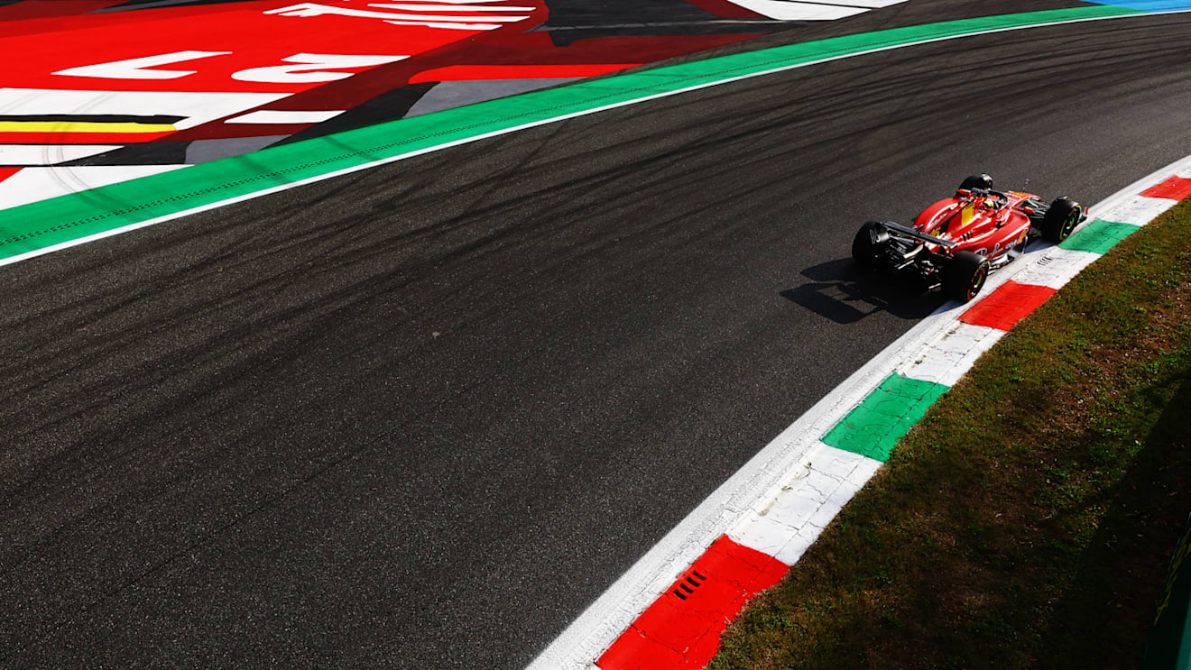 MONZA, ITALY - SEPTEMBER 01: Charles Leclerc of Monaco driving the (16) Ferrari SF-23 on track during practice ahead of the F1 Grand Prix of Italy at Autodromo Nazionale Monza on September 01, 2023 in Monza, Italy. (Photo by Mark Thompson/Getty Images)