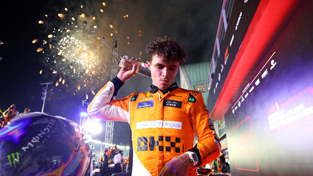 SINGAPORE, SINGAPORE - SEPTEMBER 22: Race winner Lando Norris of Great Britain and McLaren in parc ferme during the F1 Grand Prix of Singapore at Marina Bay Street Circuit on September 22, 2024 in Singapore, Singapore. (Photo by Clive Rose - Formula 1/Formula 1 via Getty Images)