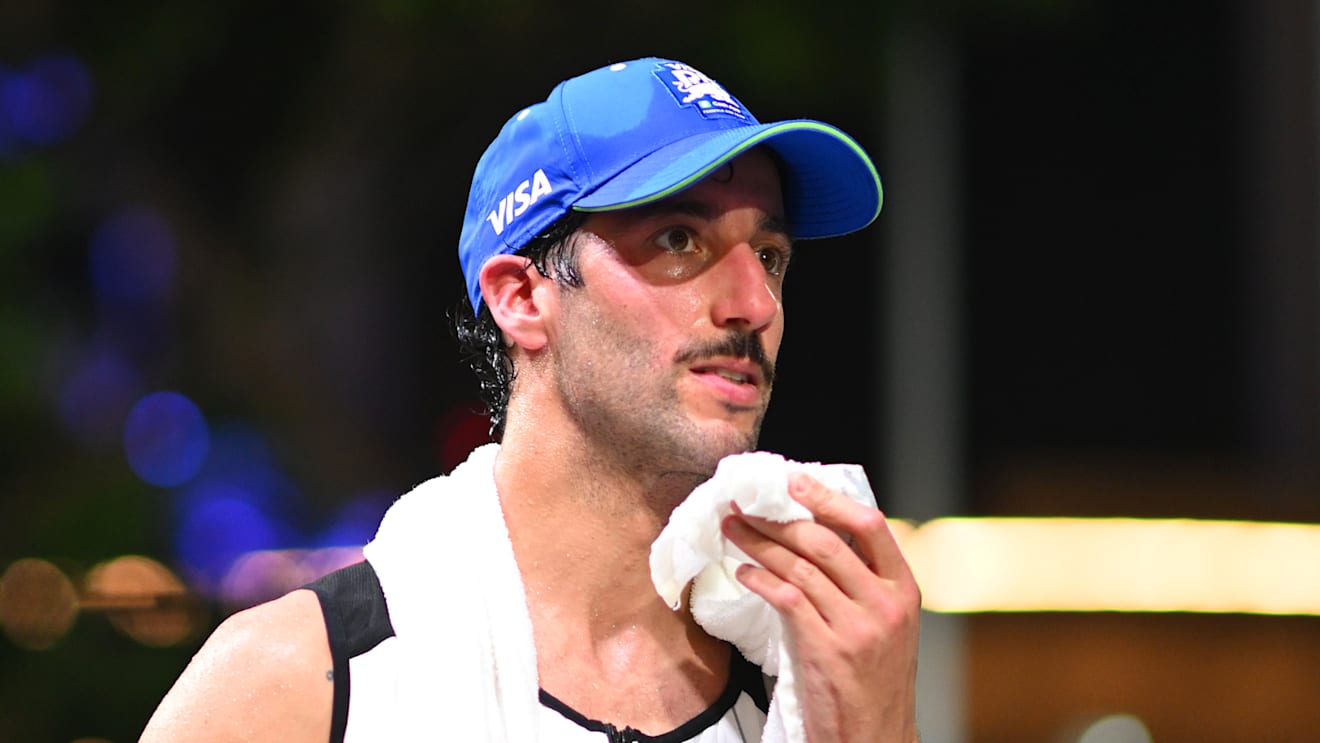 SINGAPORE, SINGAPORE - SEPTEMBER 22: 18th Placed Daniel Ricciardo of Australia and Visa Cash App RB looks on in the Paddock after the F1 Grand Prix of Singapore at Marina Bay Street Circuit on September 22, 2024 in Singapore, Singapore. (Photo by Rudy Carezzevoli/Getty Images)