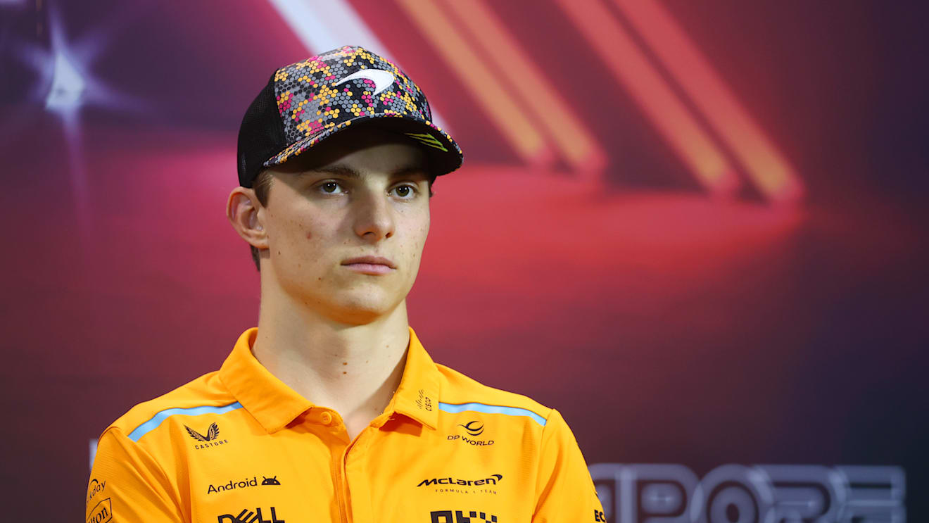 SINGAPORE, SINGAPORE - SEPTEMBER 19: Oscar Piastri of Australia and McLaren attends the Drivers Press Conference during previews ahead of the F1 Grand Prix of Singapore at Marina Bay Street Circuit on September 19, 2024 in Singapore, Singapore. (Photo by Lars Baron/Getty Images)