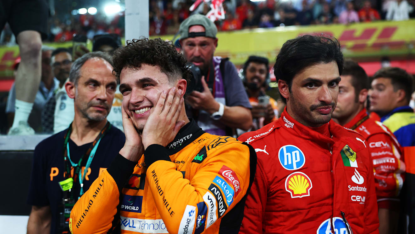 ABU DHABI, UNITED ARAB EMIRATES - DECEMBER 08: Race winner Lando Norris of Great Britain and McLaren celebrates in parc ferme during the F1 Grand Prix of Abu Dhabi at Yas Marina Circuit on December 08, 2024 in Abu Dhabi, United Arab Emirates. (Photo by Bryn Lennon - Formula 1/Formula 1 via Getty Images)