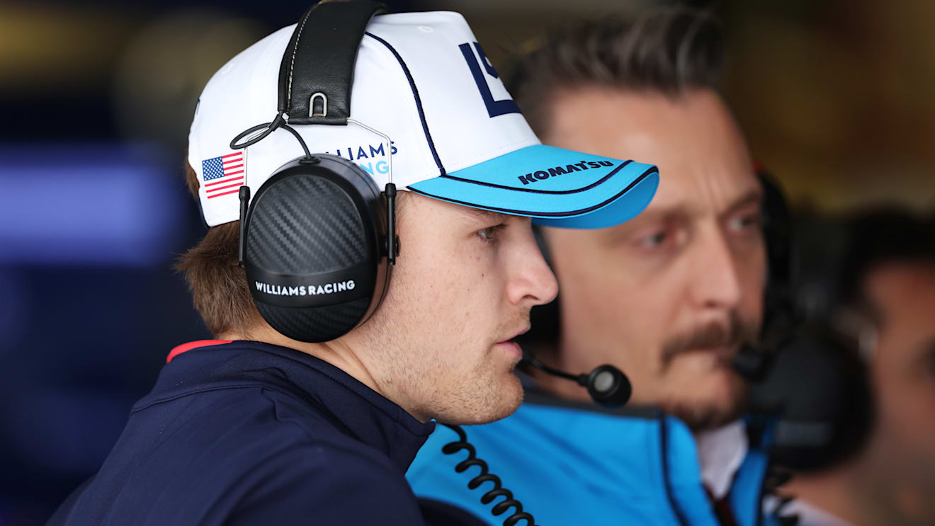 MELBOURNE, AUSTRALIA - MARCH 23: Logan Sargeant of United States and Williams looks on in the garage during final practice ahead of the F1 Grand Prix of Australia at Albert Park Circuit on March 23, 2024 in Melbourne, Australia. (Photo by Robert Cianflone/Getty Images)