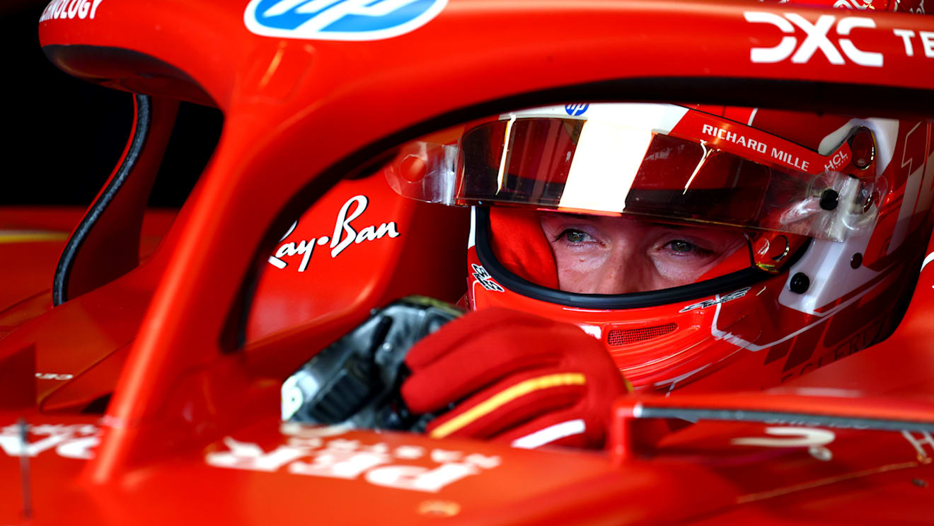 BAKU, AZERBAIJAN - SEPTEMBER 13: Charles Leclerc of Monaco and Ferrari prepares to drive in the garage during practice ahead of the F1 Grand Prix of Azerbaijan at Baku City Circuit on September 13, 2024 in Baku, Azerbaijan. (Photo by Clive Rose - Formula 1/Formula 1 via Getty Images)