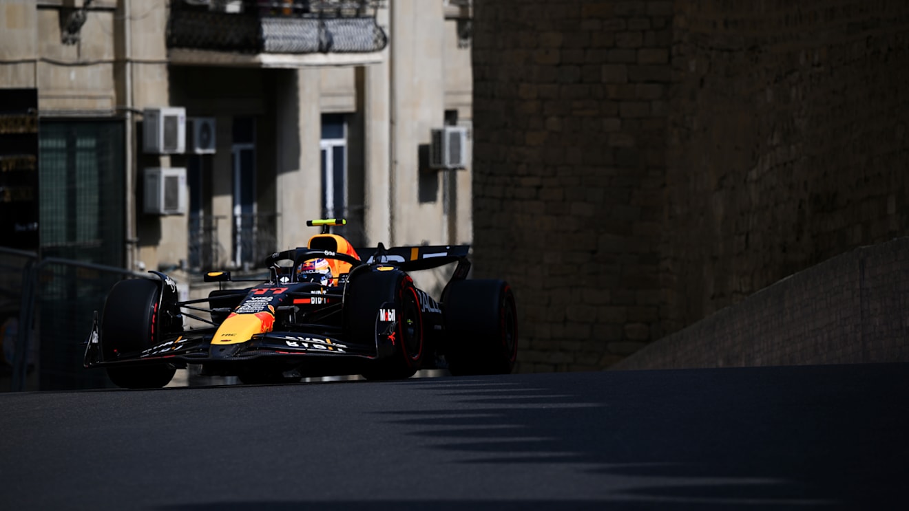 BAKU, AZERBAIJAN - SEPTEMBER 13: Sergio Perez of Mexico driving the (11) Oracle Red Bull Racing RB20 on track during practice ahead of the F1 Grand Prix of Azerbaijan at Baku City Circuit on September 13, 2024 in Baku, Azerbaijan. (Photo by Clive Mason/Getty Images)