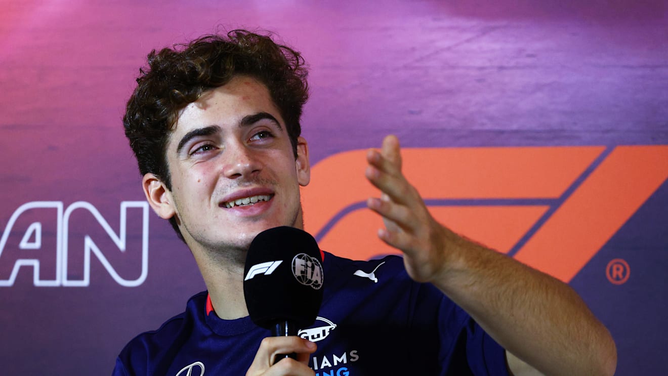 BAKU, AZERBAIJAN - SEPTEMBER 12: Franco Colapinto of Argentina and Williams attends the Drivers Press Conference during previews ahead of the F1 Grand Prix of Azerbaijan at Baku City Circuit on September 12, 2024 in Baku, Azerbaijan. (Photo by Clive Rose/Getty Images)